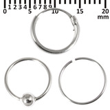 Multipacks - Sterling Silver Hoops For tragus piercings and nose piercings. 3 single hoops as shown. (H8, H22, H141)