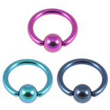 Multipacks - Titanium BCR Tragus and Nose Piercings 1mm, 8mm, Pink-purple, Turquoise, Blue