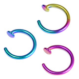 Multipacks - Open Nose Rings 1.0mm, 8mm, Rainbow, Turquoise, Purple