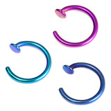 Multipacks - Open Nose Rings 0.8mm, 9mm, Purple, Turquoise, Blue