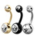 Multipacks - Various Double Jewelled Belly Bars 1.6mm, 10mm, Titanium in Black, Zircon, High Polish with Crystal Clear Gems. Price per pack of 3. - alternative image
