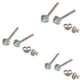 Multipacks - Silver Claw Set Crystal Studs 0.8 / Aqua AB in 1.5mm, 2mm, 2.5mm