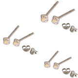 Multipacks - Silver Claw Set Crystal Studs 0.8 / Crystal AB in 1.5mm, 2mm, 2.5mm