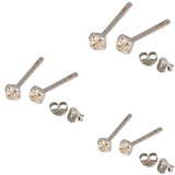 Multipacks - Silver Claw Set Crystal Studs 0.8 / Crystal Clear in 1.5mm, 2mm, 2.5mm