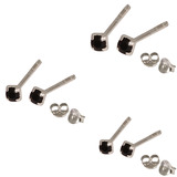 Multipacks - Silver Claw Set Crystal Studs 0.8 / Jet Black in 1.5mm, 2mm, 2.5mm