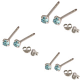 Multipacks - Silver Claw Set Crystal Studs 0.8 / Light Blue in 1.5mm, 2mm, 2.5mm