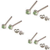 Multipacks - Silver Claw Set Crystal Studs 0.8 / Light Green in 1.5mm, 2mm, 2.5mm