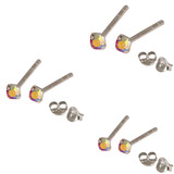 Multipacks - Silver Claw Set Crystal Studs 0.8 / Rose AB in 1.5mm, 2mm, 2.5mm