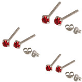 Multipacks - Silver Claw Set Crystal Studs 0.8 / Red in 1.5mm, 2mm, 2.5mm