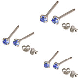 Multipacks - Silver Claw Set Crystal Studs 0.8 / Sapphire Blue in 1.5mm, 2mm, 2.5mm