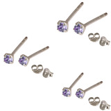 Multipacks - Silver Claw Set Crystal Studs 0.8 / Tanzanite in 1.5mm, 2mm, 2.5mm