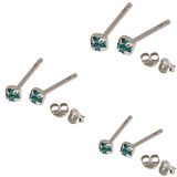 Multipacks - Silver Claw Set Crystal Studs 0.8 / Turquoise in 1.5mm, 2mm, 2.5mm