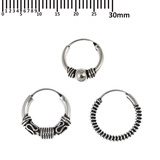 Multipacks - Sterling Silver Hoops For ear piercings, cartilage (orbital) piercings and the ear lobe. 3 single hoops as shown. (H27, H69, H118)