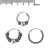 Multipacks - Sterling Silver Hoops For ear piercings, cartilage (orbital) piercings and the ear lobe. 3 single hoops as shown. (H25, H39, H117)