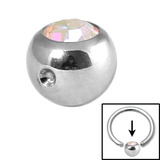 Steel Clip in Jewelled Balls 4mm - SKU 2471