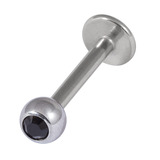 Titanium Jewelled Labrets 1.6mm 4mm Ball (Mirror Polish) 1.6mm, 6mm, Jet Black