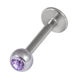 Titanium Jewelled Labrets 1.6mm 4mm Ball (Mirror Polish) 1.6mm, 10mm, Lilac