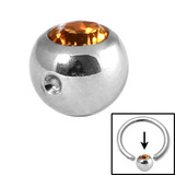 Steel Clip in Jewelled Balls 5mm amber