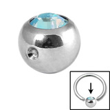 Steel Clip in Jewelled Balls 5mm aqua ab