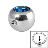 Steel Clip in Jewelled Balls 5mm capri blue
