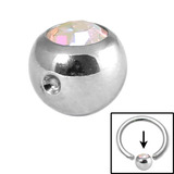 Steel Clip in Jewelled Balls 5mm crystal ab