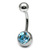 Titanium Single Jewelled Belly Bars 12mm Mirror Polish - SKU 24883