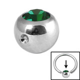 Steel Clip in Jewelled Balls 5mm dark green