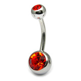 Titanium Double Jewelled Belly Bars 8mm Mirror Polish Mirror Polish, Orange