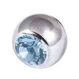 Titanium Threaded Jewelled Balls 1.6x6mm Mirror Polish metal, Light Sapphire Gem