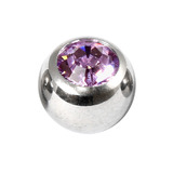Titanium Threaded Jewelled Balls 1.6x6mm Mirror Polish metal, Light Amethyst Gem