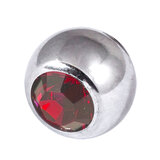 Titanium Threaded Jewelled Balls 1.6x6mm Mirror Polish metal, Ruby Red Gem
