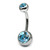 Titanium Double Jewelled Belly Bars 12mm Mirror Polish - SKU 24904