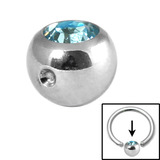 Steel Clip in Jewelled Balls 5mm light blue