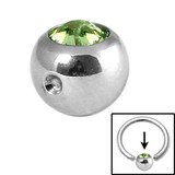 Steel Clip in Jewelled Balls 5mm light green