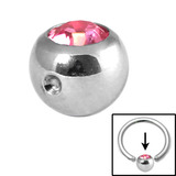 Steel Clip in Jewelled Balls 5mm light pink