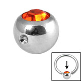 Steel Clip in Jewelled Balls 5mm orange