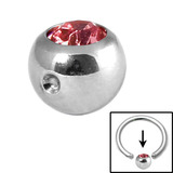 Steel Clip in Jewelled Balls 5mm pink