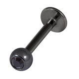 Black Titanium Jewelled Labrets 1.2x8mm 1.2mm, 8mm, 3mm, Jet Black