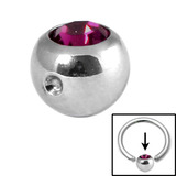 Steel Clip in Jewelled Balls 5mm purple