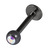 Black Titanium Jewelled Labrets 1.6x10mm 1.6mm, 10mm, 4mm, Crystal AB - alternative image