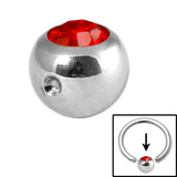 Steel Clip in Jewelled Balls 5mm red