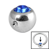 Steel Clip in Jewelled Balls 5mm sapphire