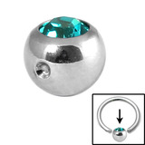 Steel Clip in Jewelled Balls 5mm turquoise