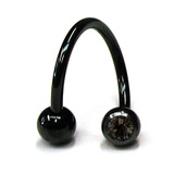 Black Titanium Double Jewelled Spirals 1.6x10mm 1.6mm, 10mm, 4mm, Jet Black