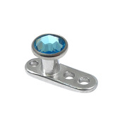 Titanium Dermal Anchor with Jewelled Disk Top (3mm diameter) 2.0mm, Light Blue