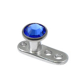Titanium Dermal Anchor with Jewelled Disk Top (3mm diameter) 2.0mm, Sapphire