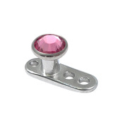 Titanium Dermal Anchor with Jewelled Disk Top (3mm diameter) 2.5mm, Pink (Standard height)