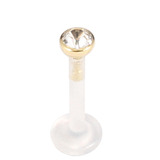 Bioflex Push-fit Labret with 18ct Gold Jewelled Top (2.8mm Top) - SKU 25134