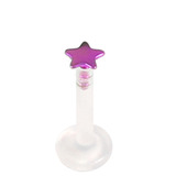 Bioflex Push-fit Labret with Titanium Star 1.6mm 1.6mm, 12mm, Purple