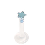 Bioflex Push-fit Labret with Titanium Star 1.6mm 1.6mm, 12mm, Light Blue